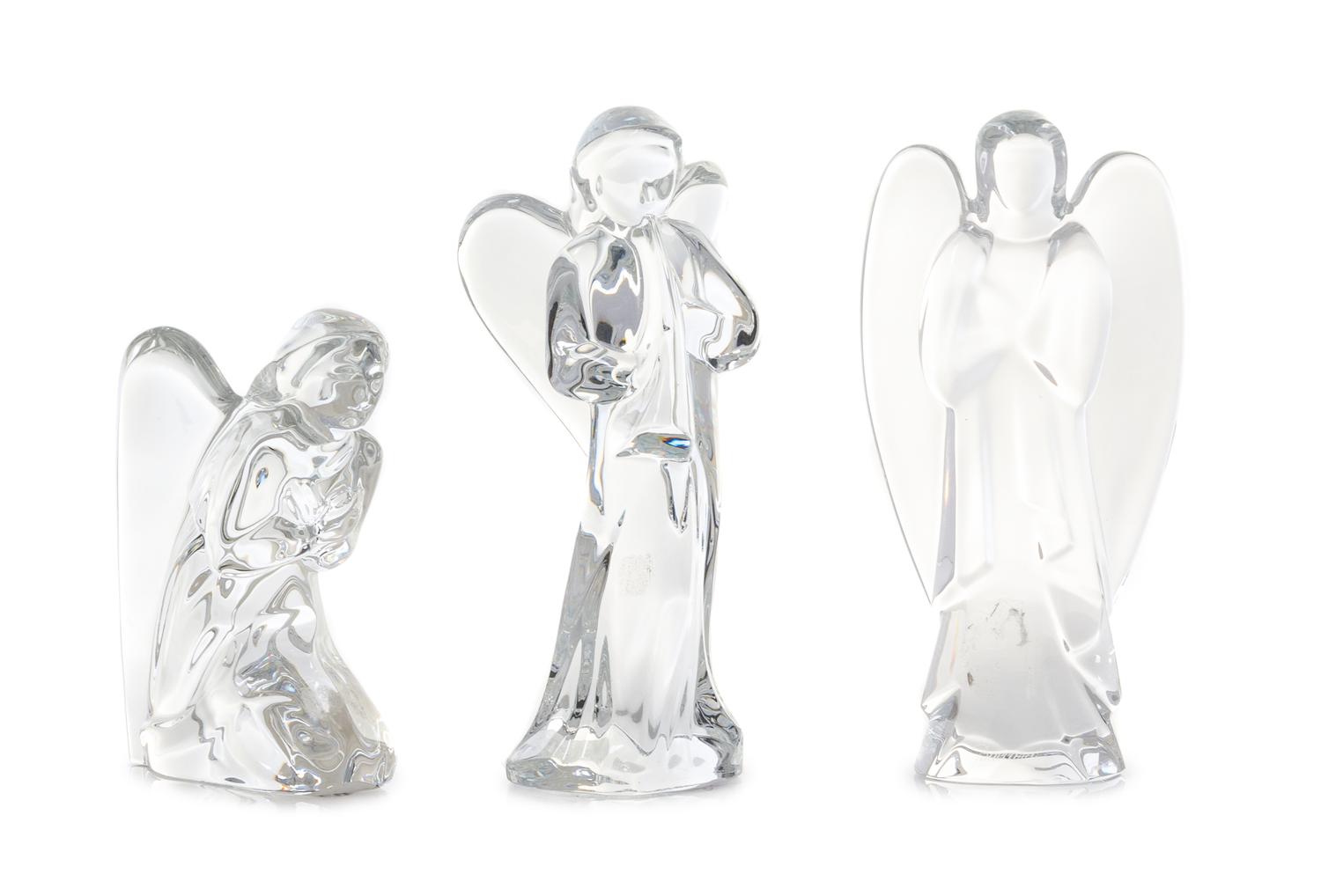Three Baccarat Glass Figures Height of tallest 6 inches.