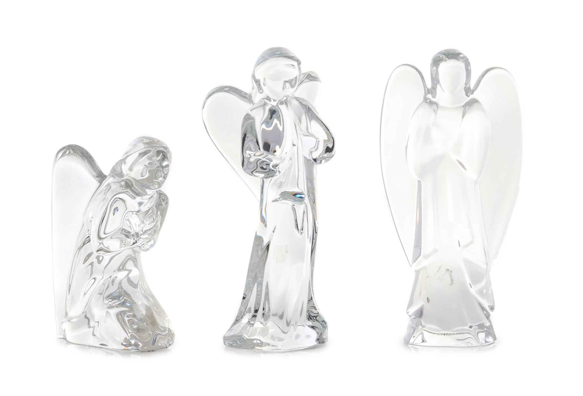 Three Baccarat Glass Figures Height of tallest 6 inches.