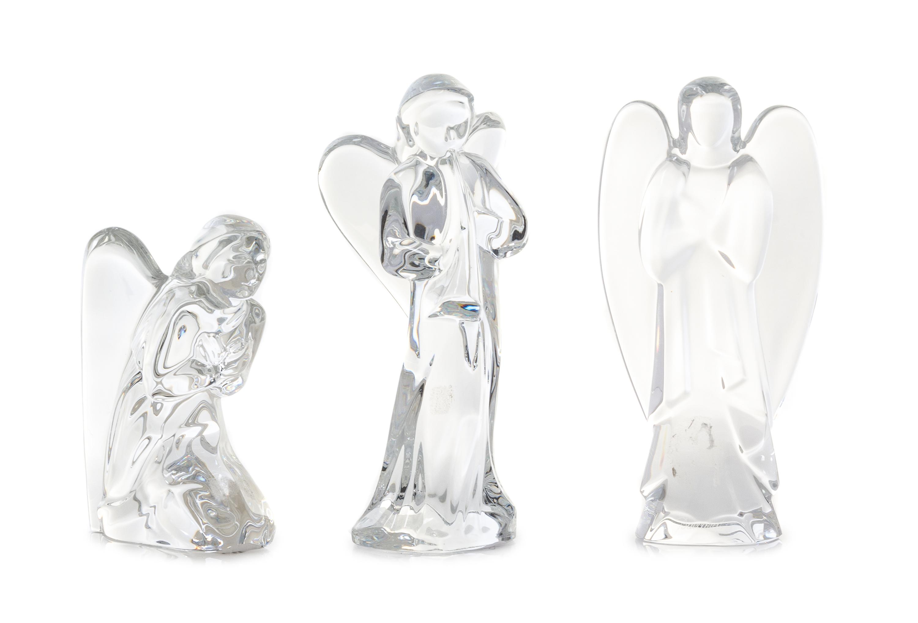 Three Baccarat Glass Figures Height of tallest 6 inches.
