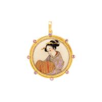 ELIZABETH LOCKE, PORCELAIN BUTTON AND PINK SAPPHIRE 'GEISHA' PENDANT