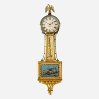 A Federal giltwood and églomisé banjo clock Aaron Willard (1757-1844), Boston, MA, the works marked "Elnathan Taber Boston Masstts 1821," early 19th century
