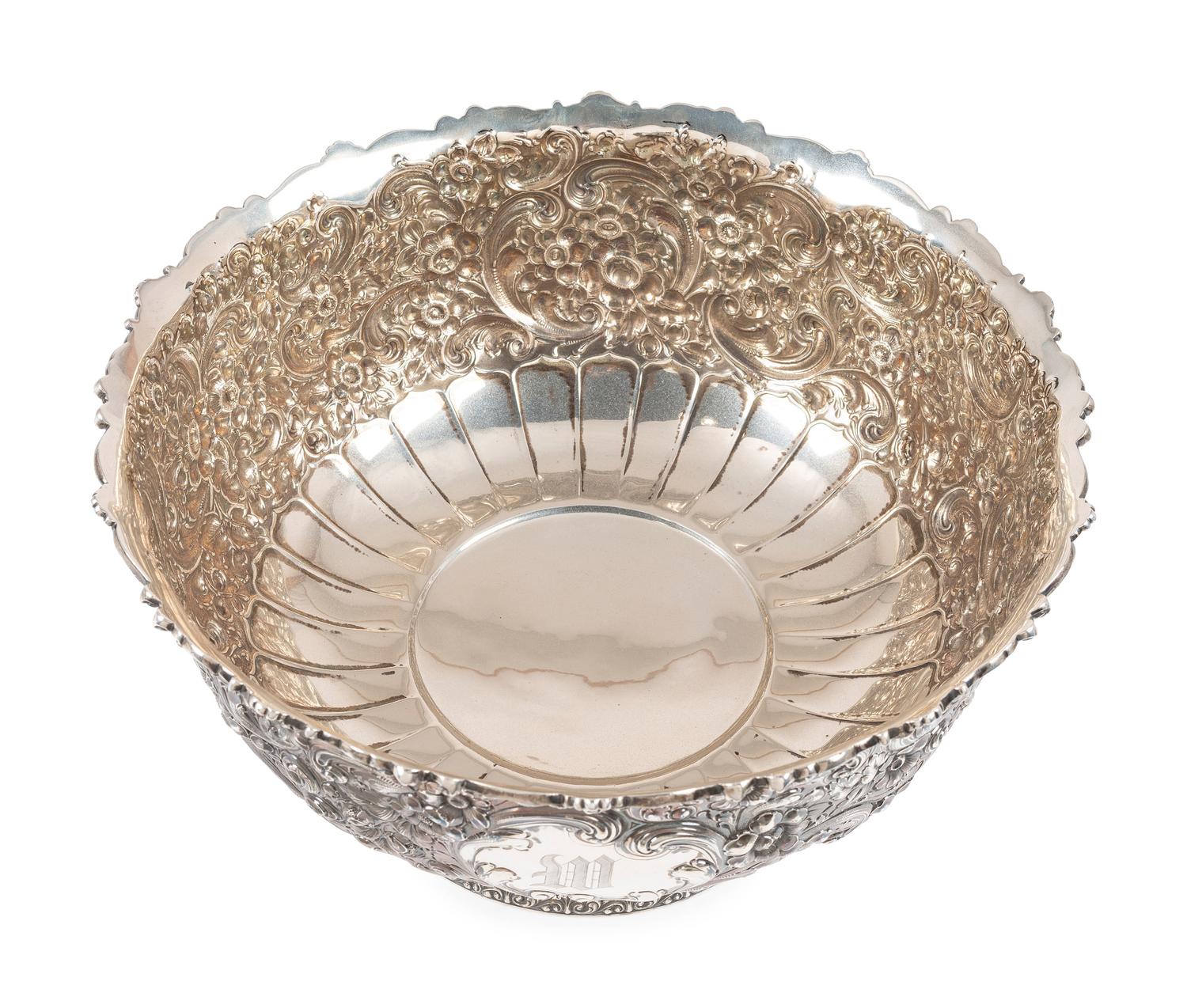 A Dominick & Haff Repousse Silver Punchbowl