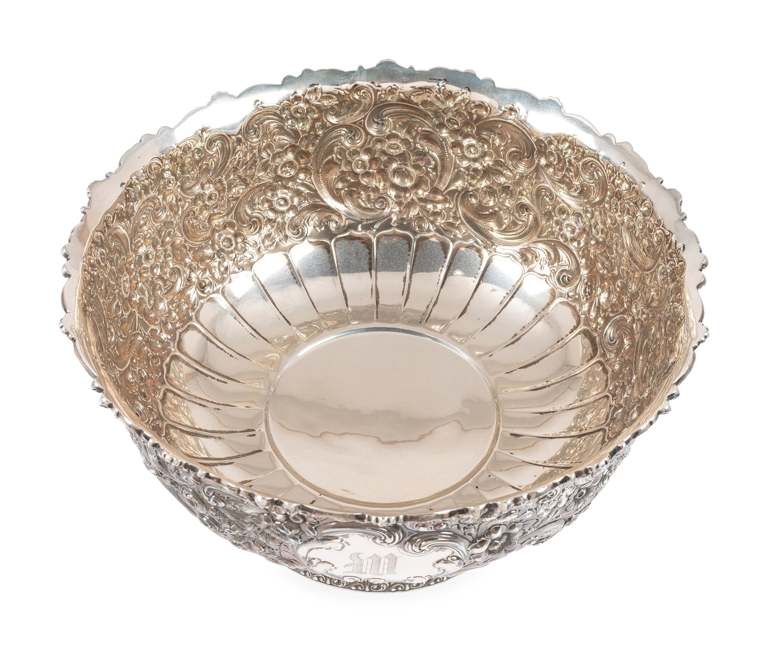 A Dominick & Haff Repousse Silver Punchbowl