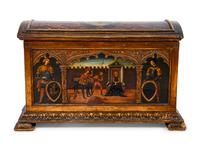 An Italian Gothic Style Painted and Parcel Gilt Trunk
