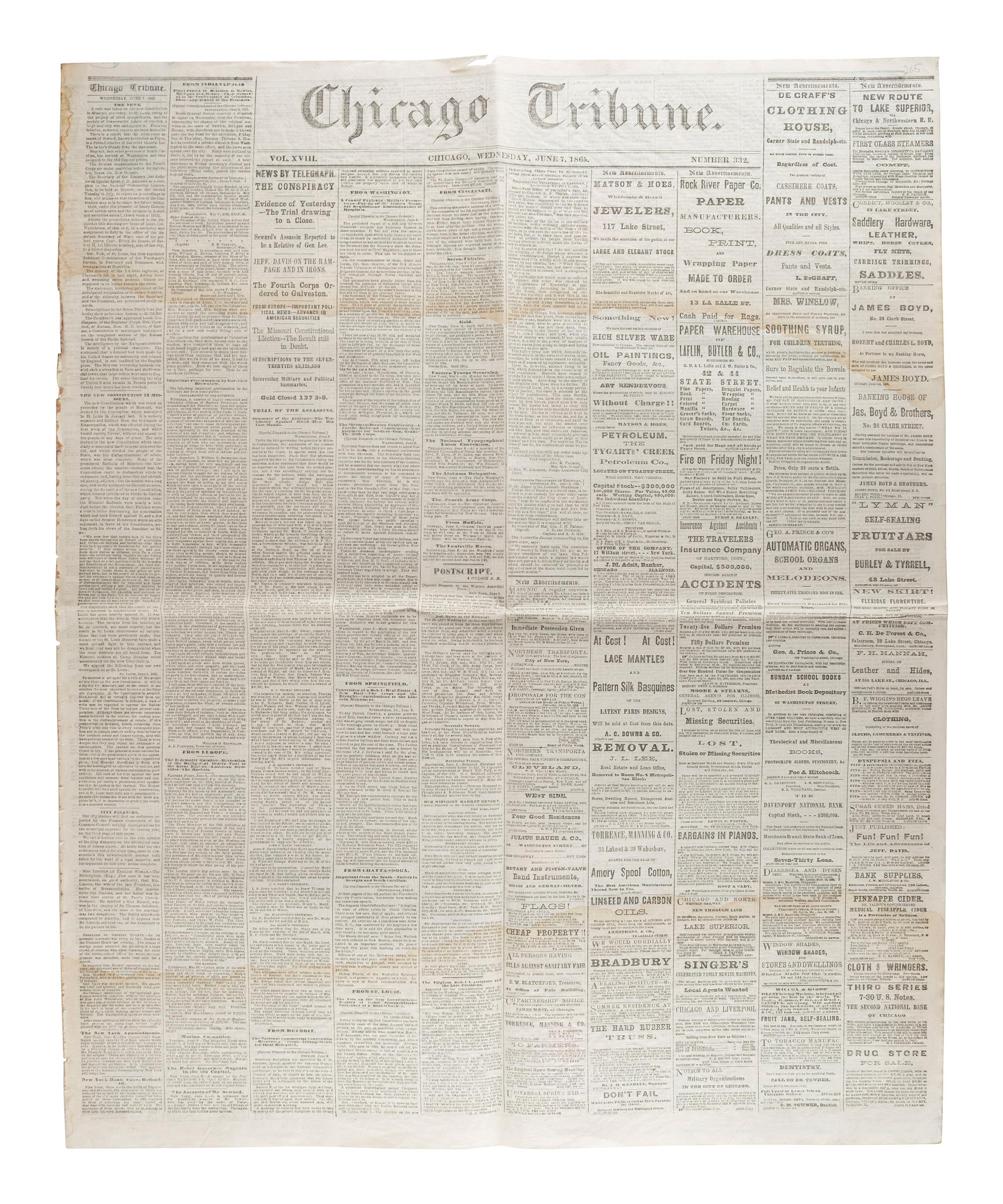 [CIVIL WAR]. A group of Civil War-era newspapers, comprising: