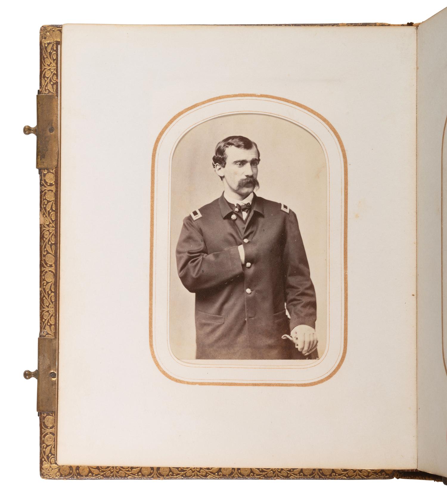 [CIVIL WAR]. A trio of CDV albums identified to the Heath, Higginson, and Shaw families of Massachusetts, highlighted by cartes de visite of Col. Robert Gould Shaw, 54th Massachusetts African American Infantry, his sisters, and other officers.