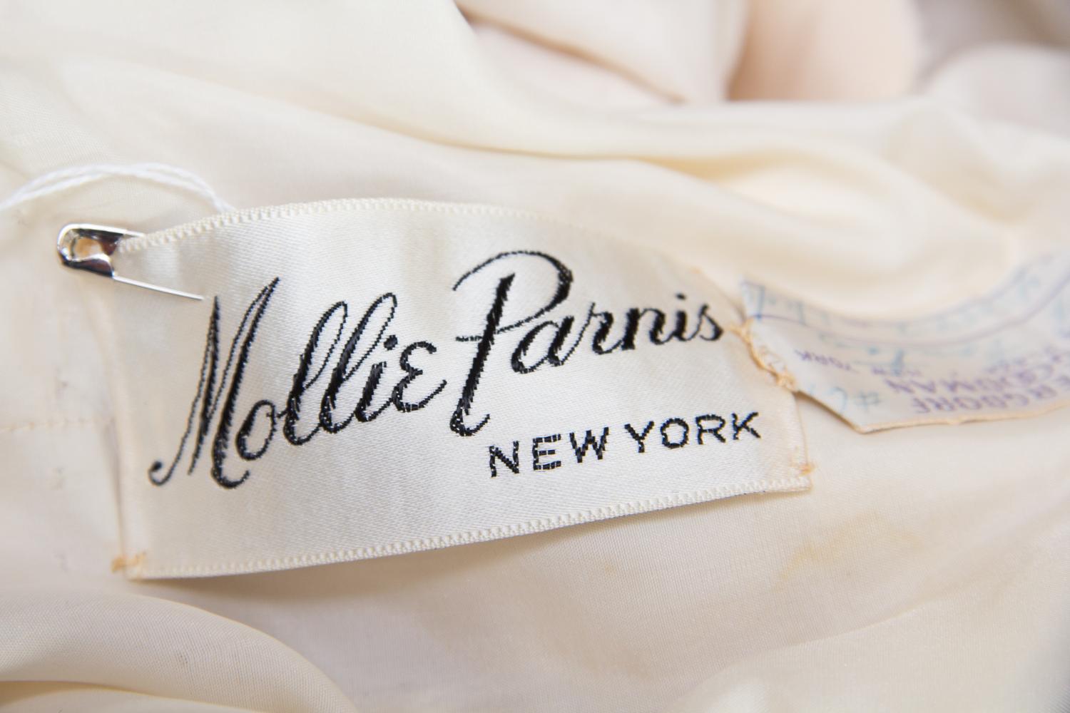 A Mollie Parnis Cream Silk Embroidered Dress,