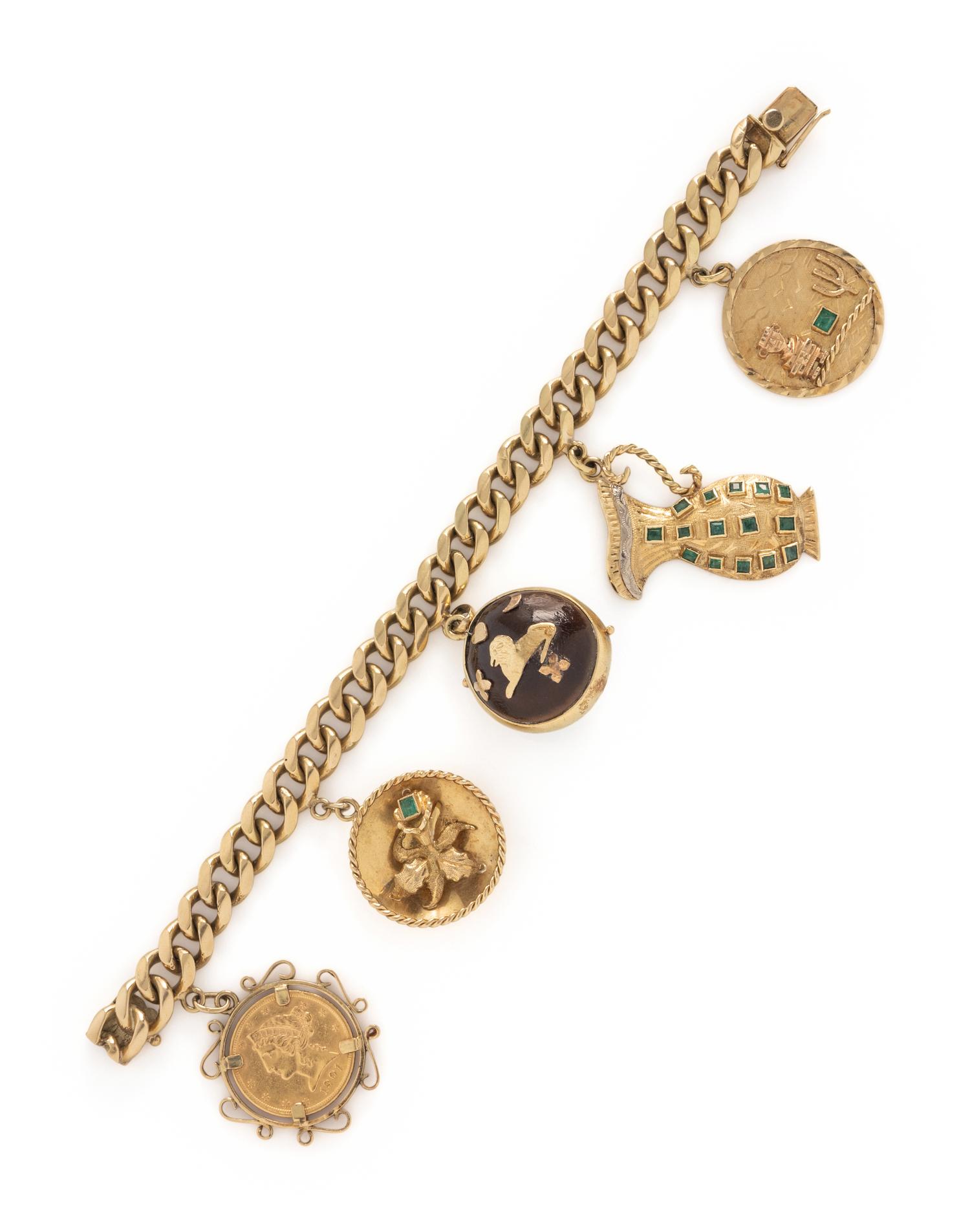 YELLOW GOLD CHARM BRACELET