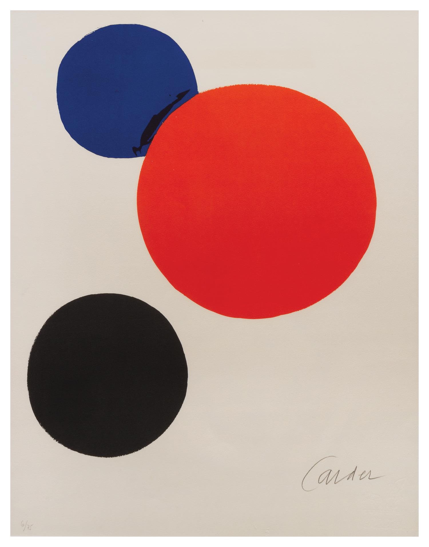 Alexander Calder, (American, 1898-1976), Cercles noir, bleu, rouge, 1973