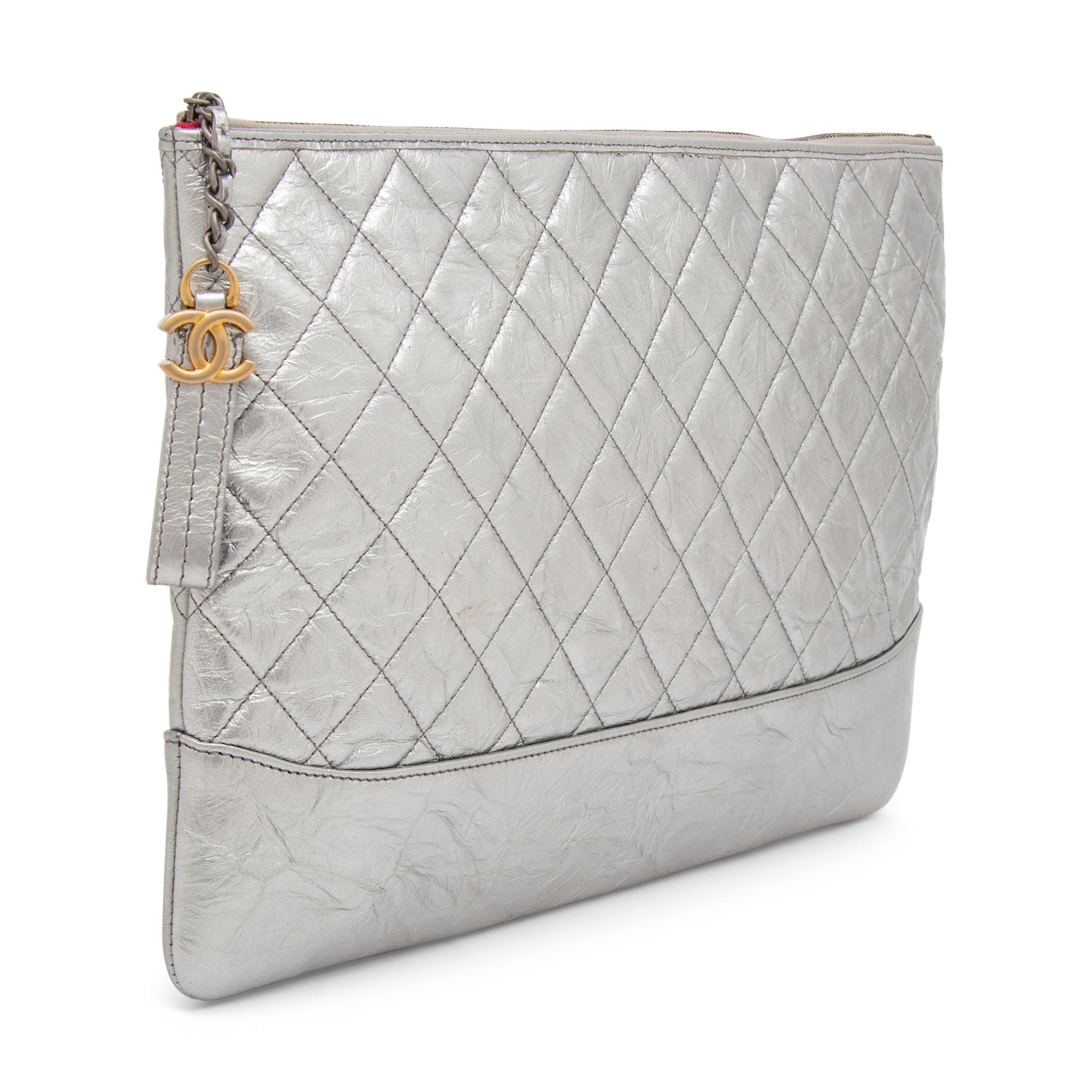 Chanel, Silver Gabrielle Flat Clutch