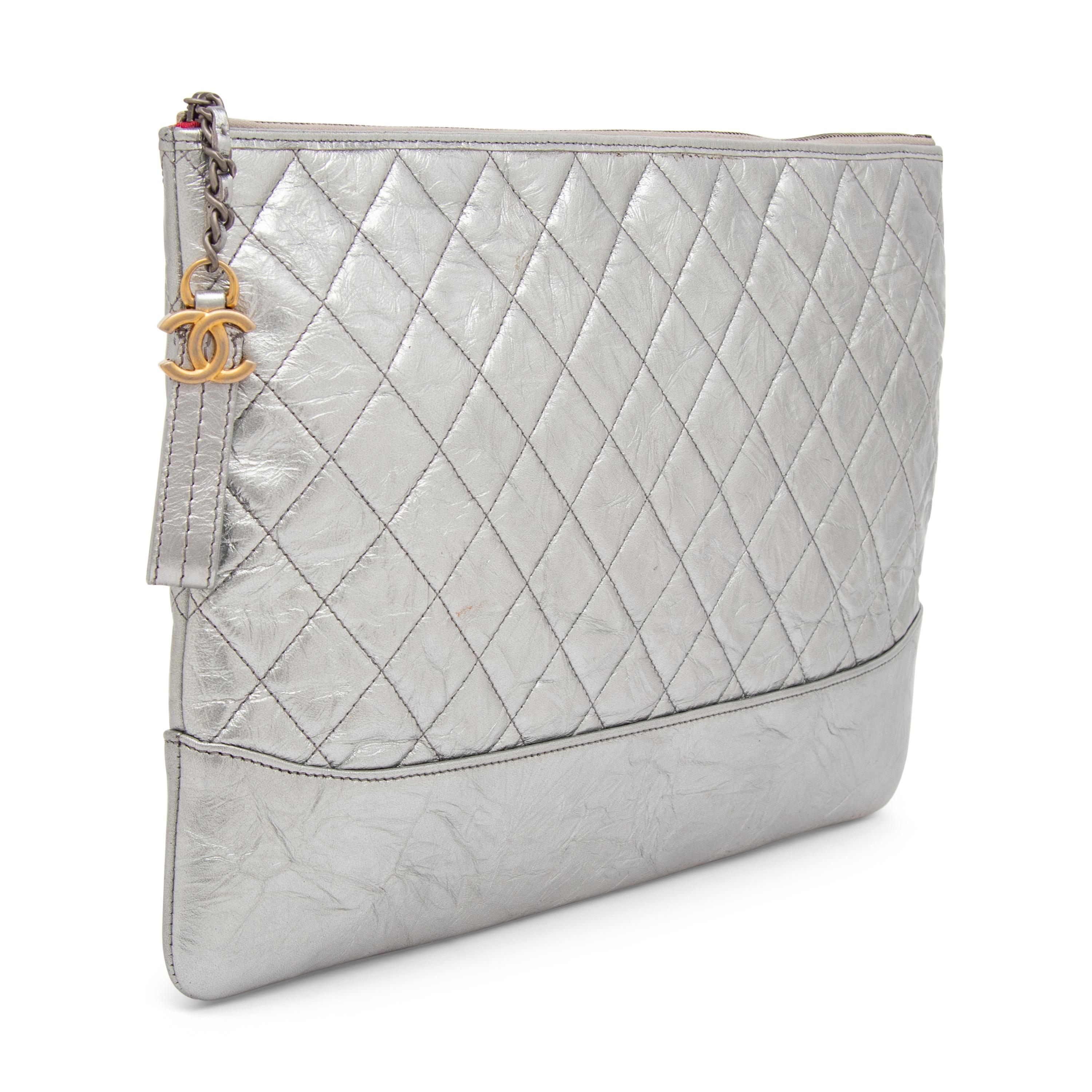 Chanel, Silver Gabrielle Flat Clutch