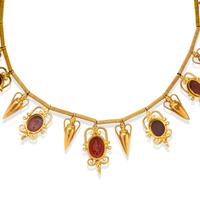 Victorian, Carnelian and High-Karat Gold Etruscan Revival Choker Necklace