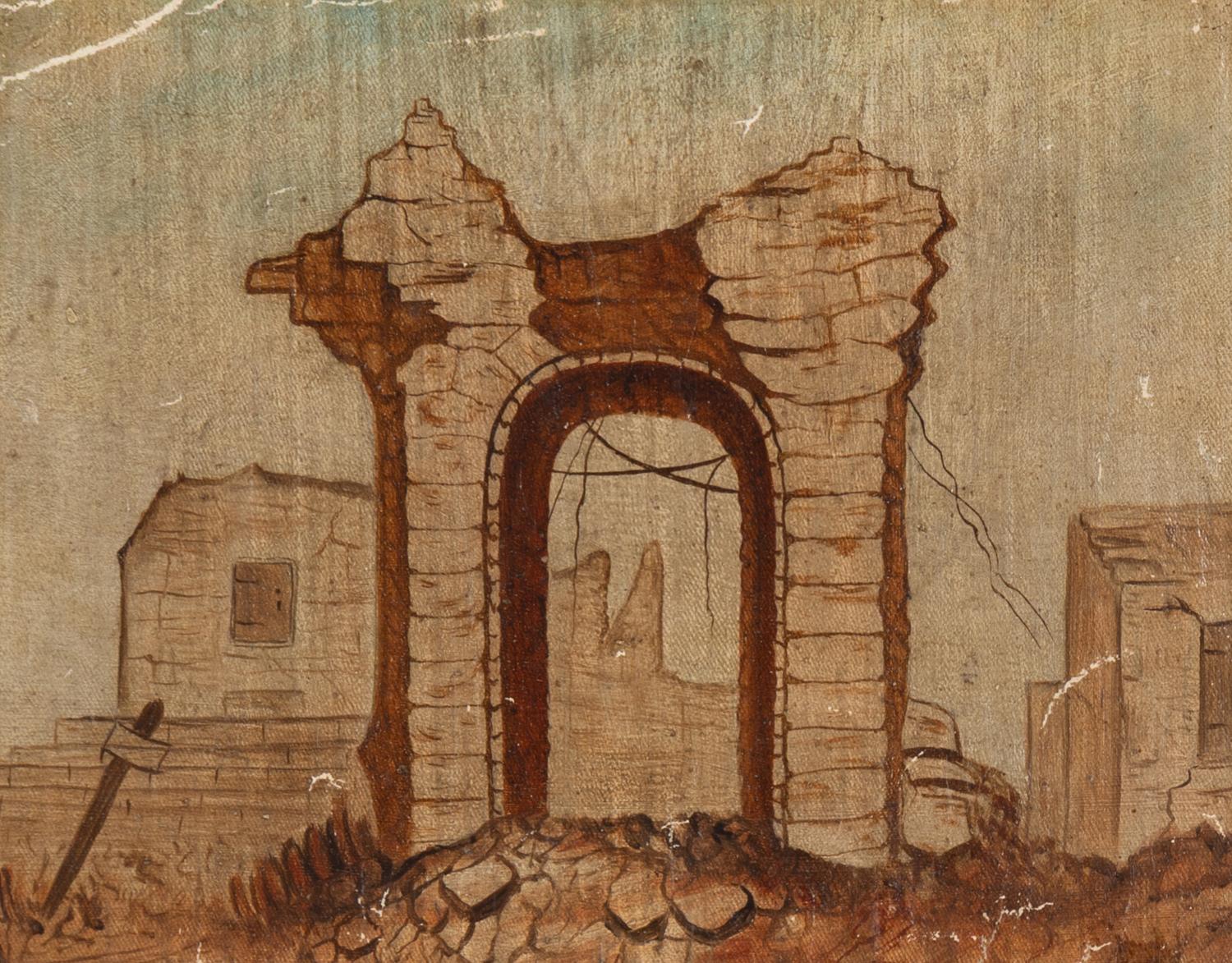 [Chicago Fire]. A group of 10 prints and 2 paintings, showing views of Chicago before and after the Great Fire, including: