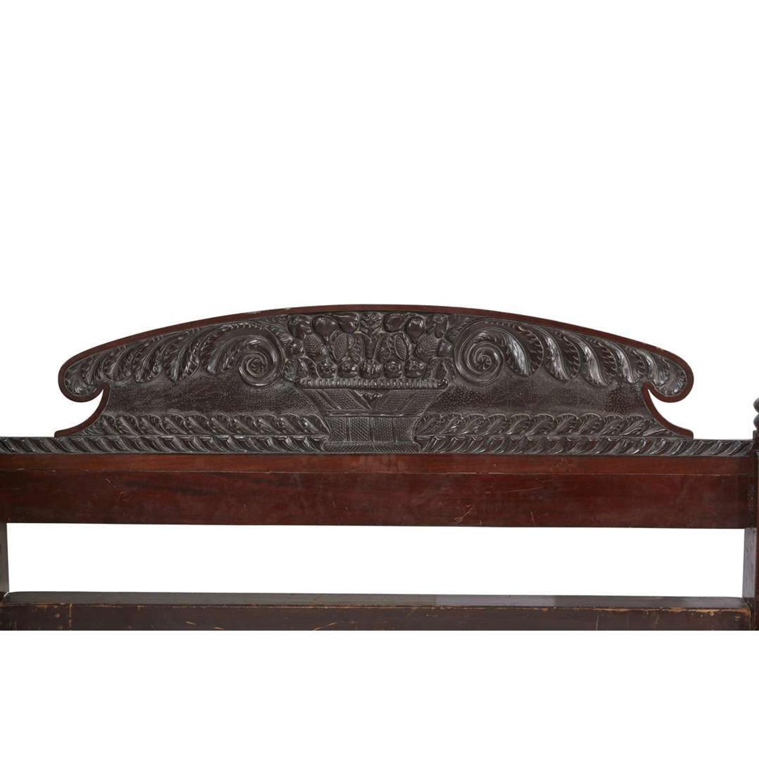 Classical carved mahogany bedstead Caribbean, circa 1840