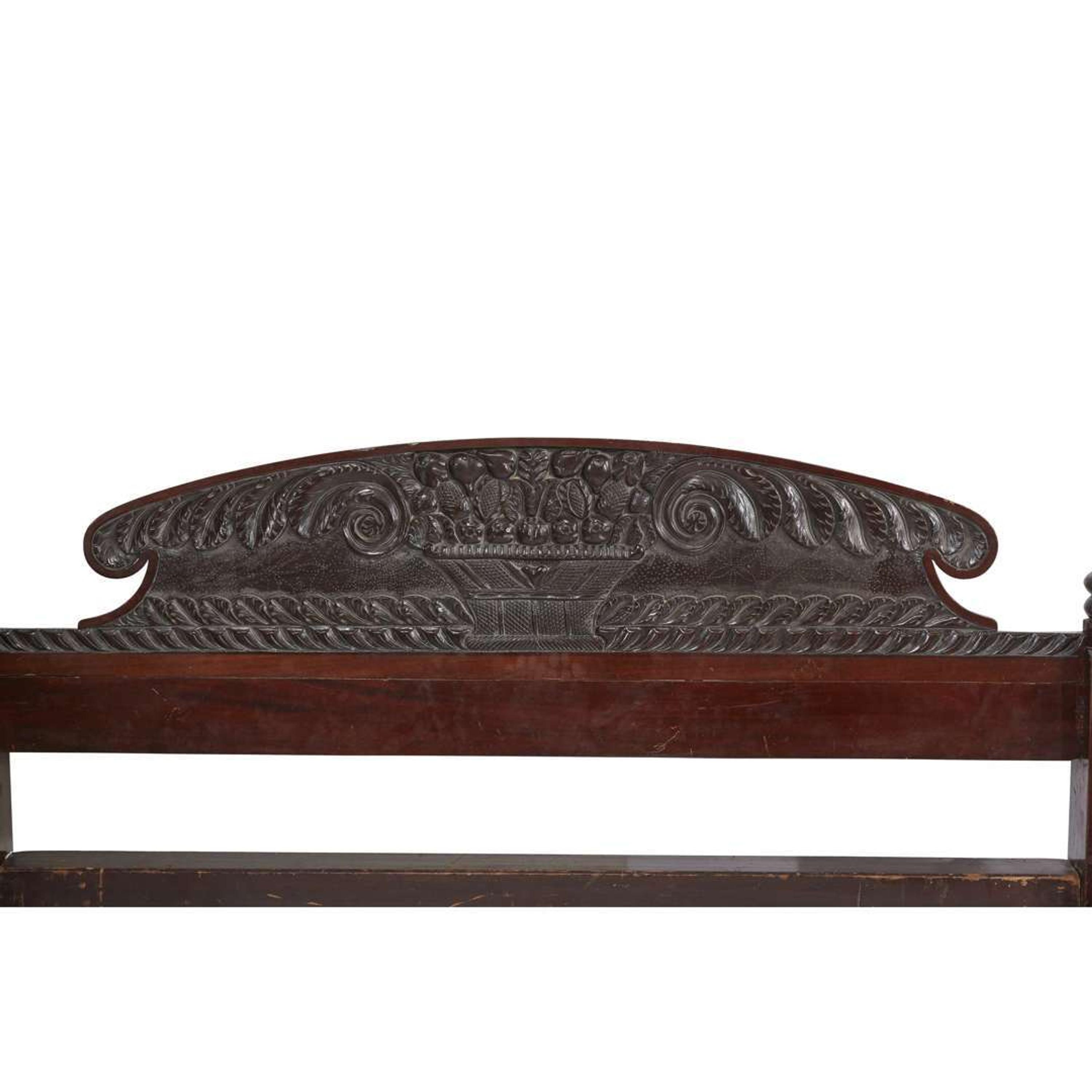 Classical carved mahogany bedstead Caribbean, circa 1840