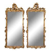 A Pair of Louis XV Style Giltwood Pier Mirrors