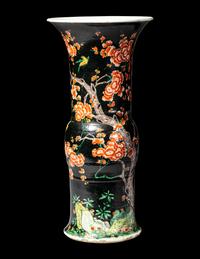 A Chinese Famille-Noire Porcelain Yenyen Vase