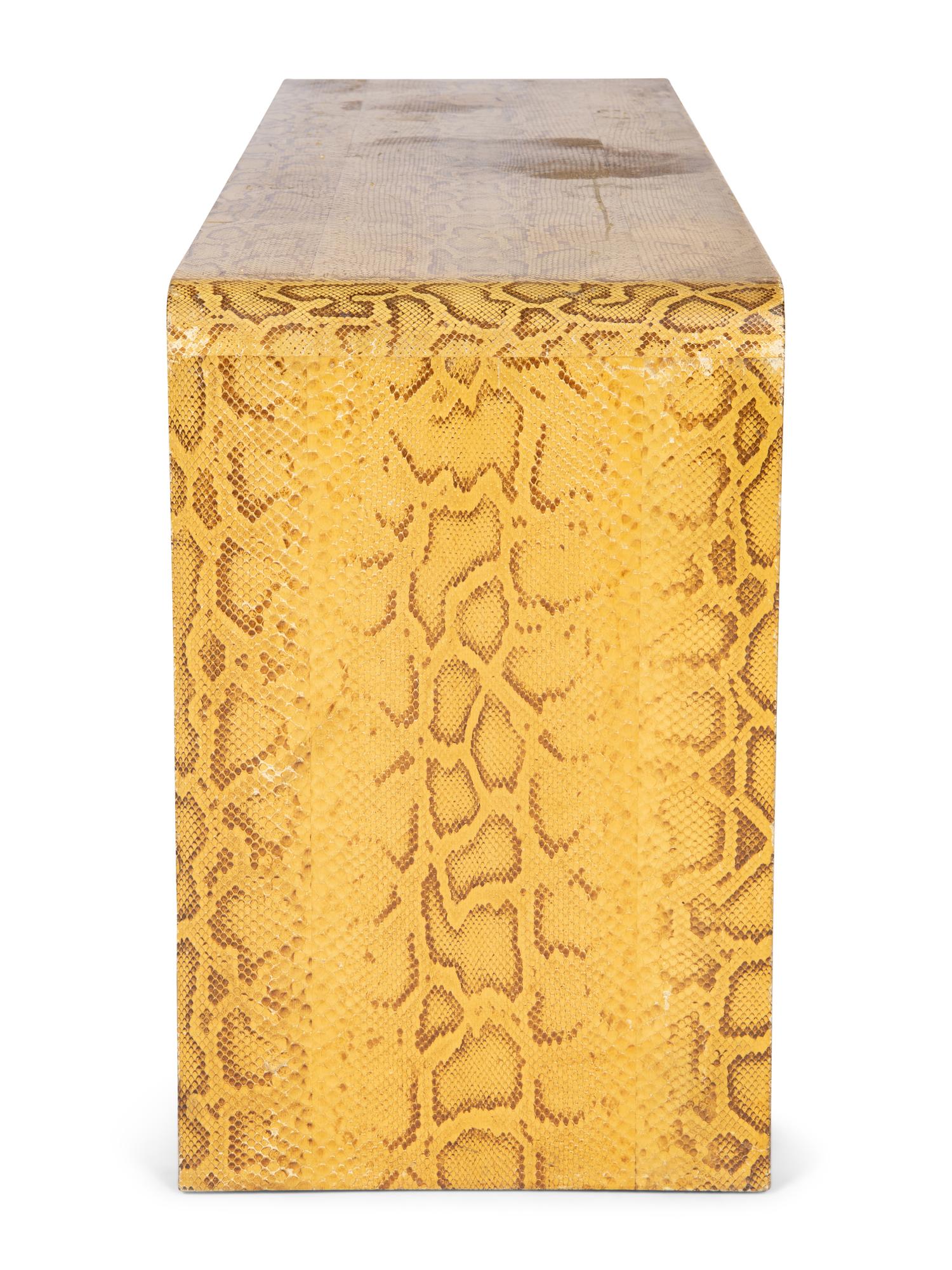 A Karl Springer Python-Veneered Console Table