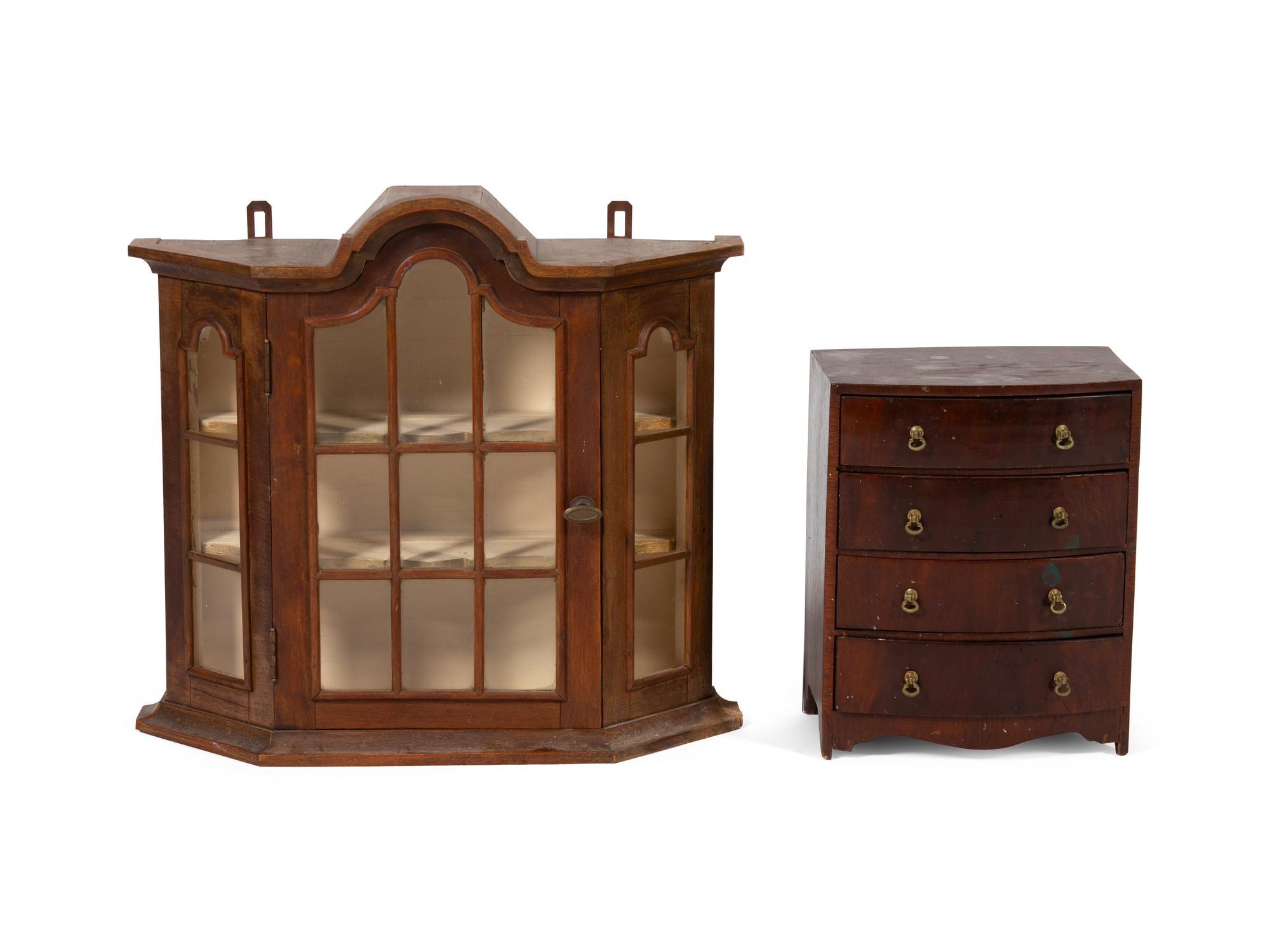Two Salesman Sample Furniture Articles Larger, Height 17 7/8 x idth 19 1/2 x depth 6 1/8 inches. — 19TH CENTURY