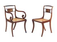 A Set of Regency Style Brass Inlaid Mahogany Dining Chairs
