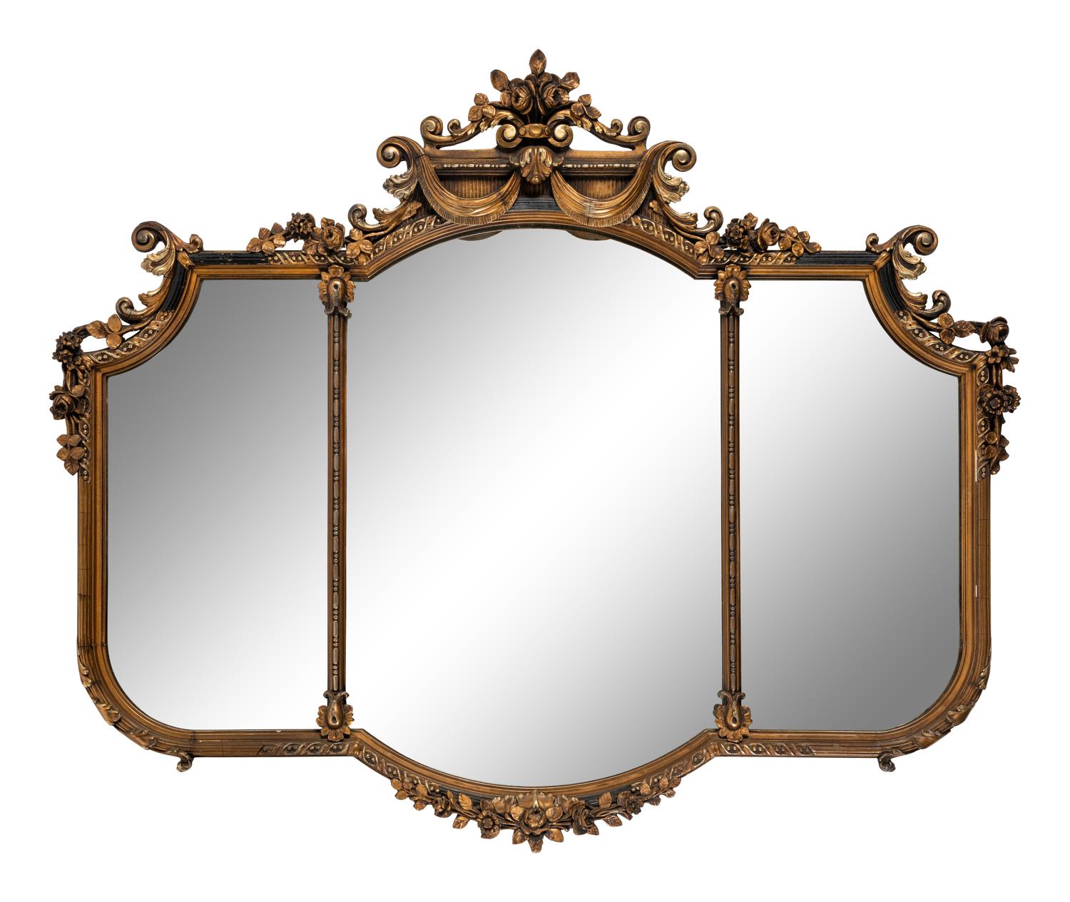 A French Etched Glass Gilt Mirror