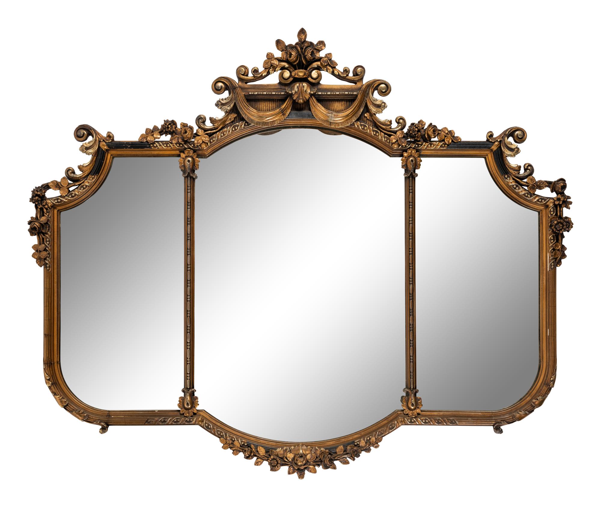 A French Etched Glass Gilt Mirror