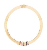 YELLOW GOLD AND MULTI GEMSTONE OMEGA SLIDER NECKLACE