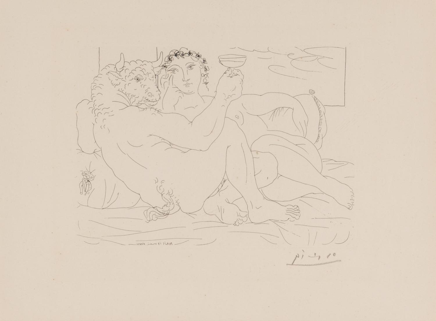 Minotaure, une coupe à la main, et jeune femme (from La Suite Vollard )