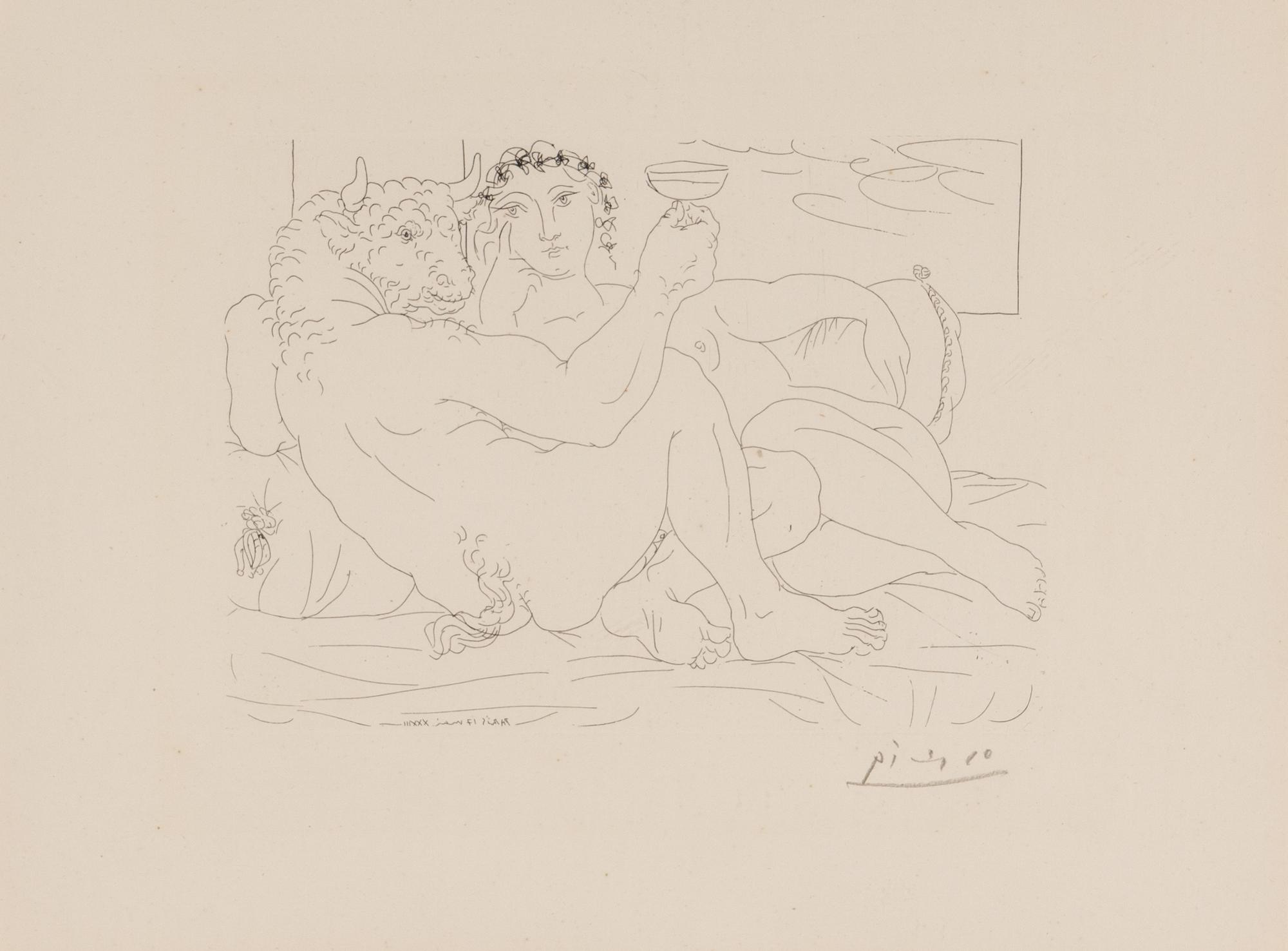 Minotaure, une coupe à la main, et jeune femme (from La Suite Vollard )