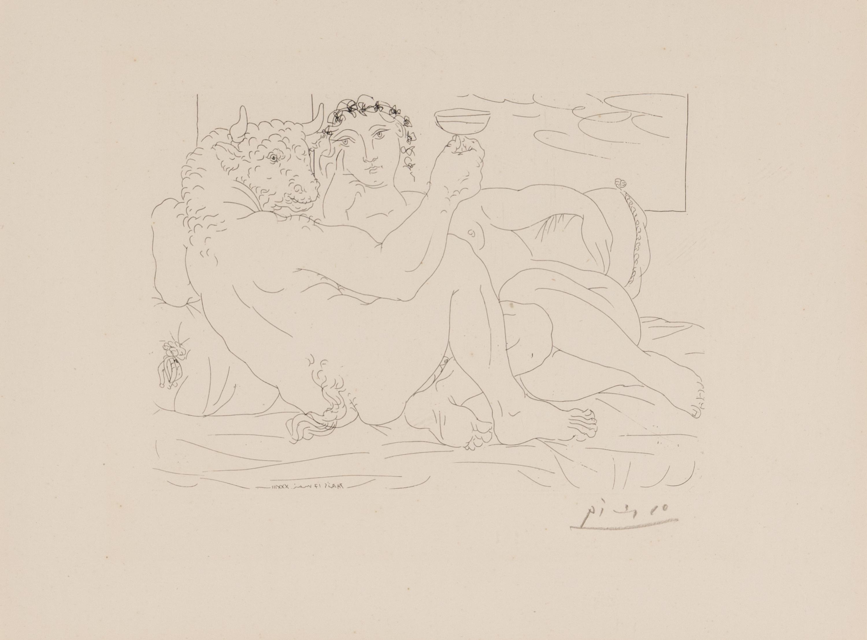 Minotaure, une coupe à la main, et jeune femme (from La Suite Vollard )