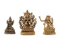 Three Sino-Tibetan Gilt Bronze Tara Figures