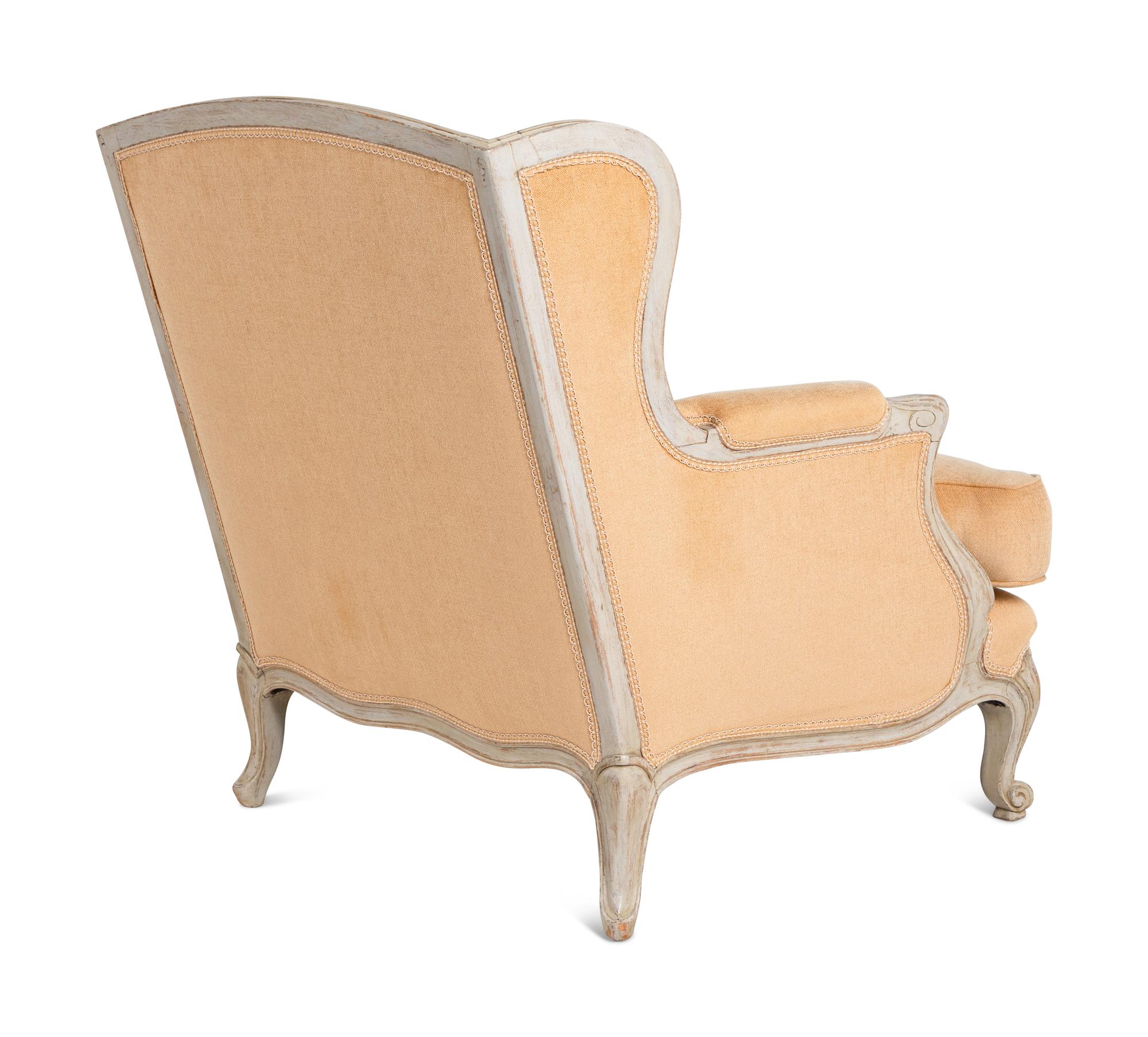 A Pair of Louis XV Style Gray-Painted Bergères