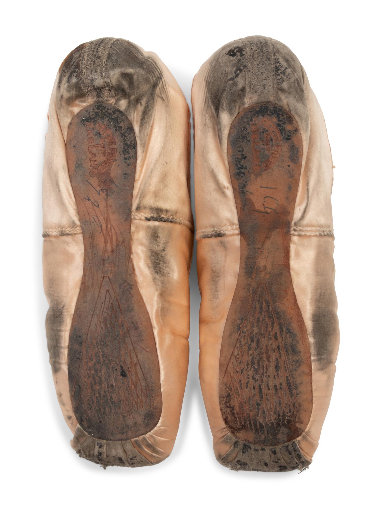 Collection of Margot Fonteyn Items: A Pair of Pointe Shoes, Two Head Pieces, Two Photographic Prints, 1960s