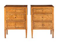 A Pair of Biedermeier Bookmatch-Veneered Side Cabinets