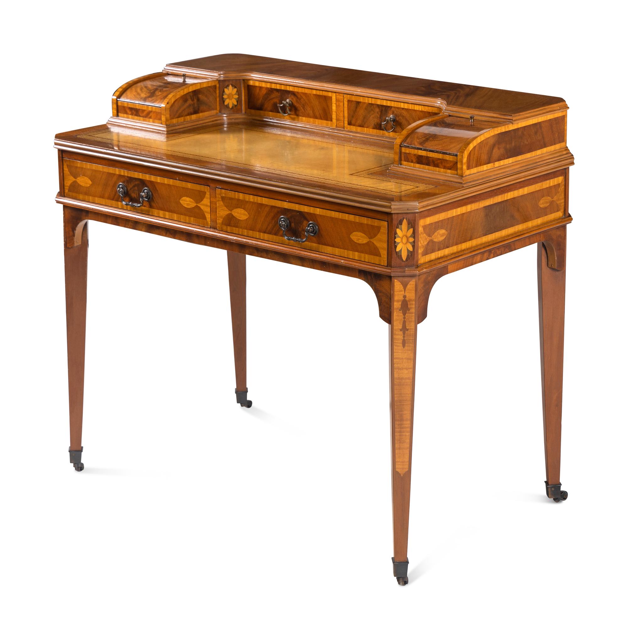 An Edwardian Style Marquetry 'Carlton House' Desk
