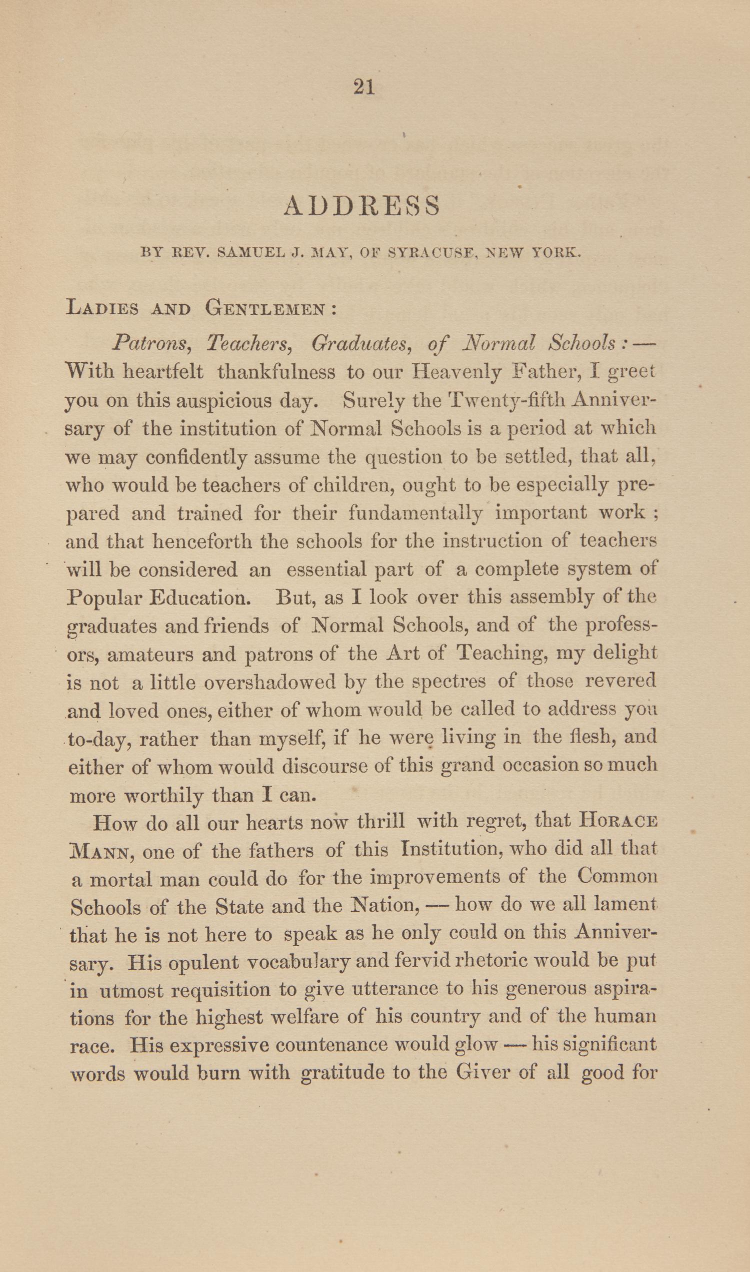 [Education] [May, Rev. Samuel J.] Memorial of the Quarter-Centennial Celebration of the Establishment of Normal Schools in America, Held at Framingham, July 1, 1864