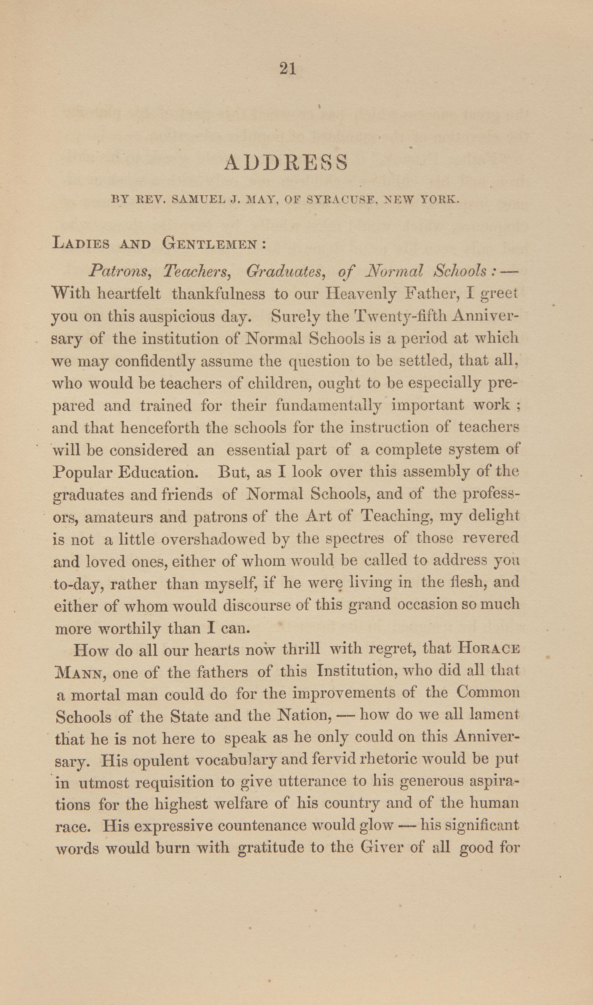 [Education] [May, Rev. Samuel J.] Memorial of the Quarter-Centennial Celebration of the Establishment of Normal Schools in America, Held at Framingham, July 1, 1864