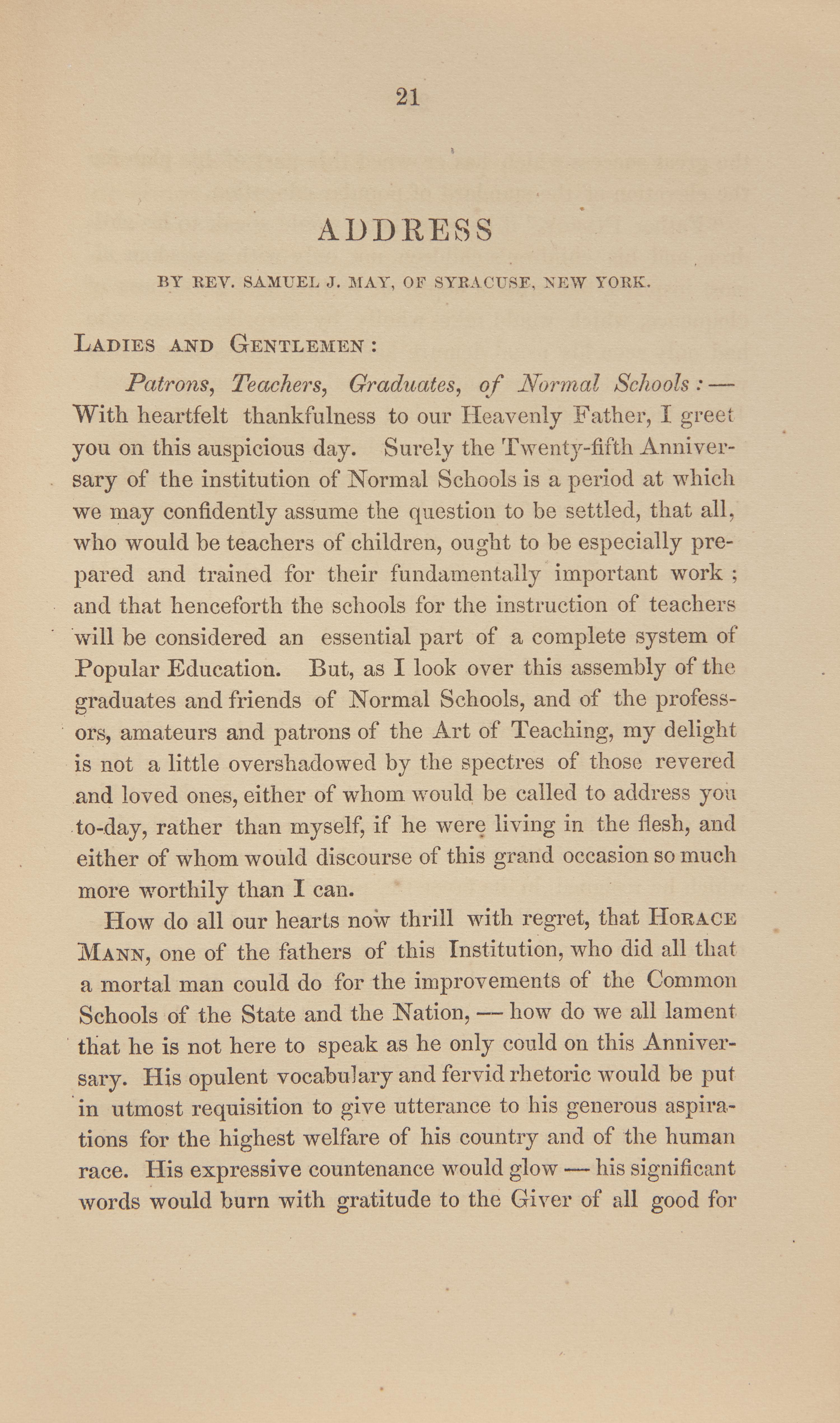 [Education] [May, Rev. Samuel J.] Memorial of the Quarter-Centennial Celebration of the Establishment of Normal Schools in America, Held at Framingham, July 1, 1864