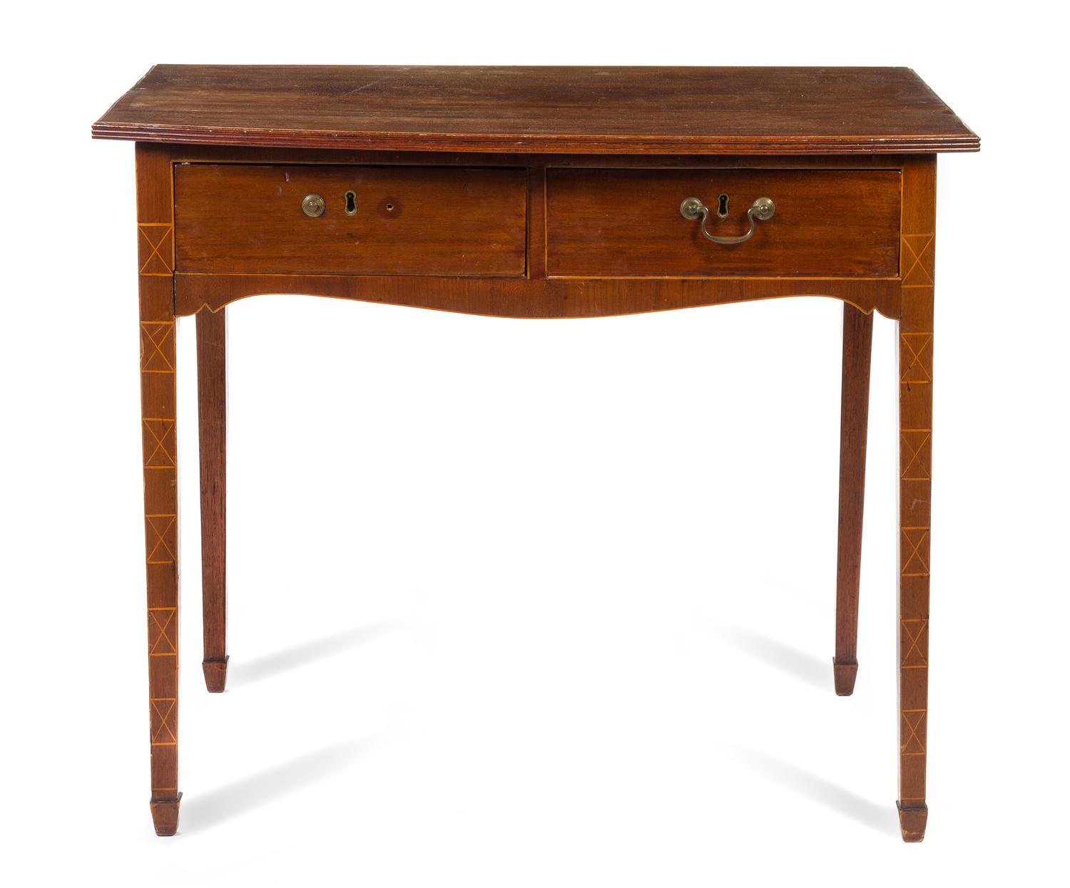A Regency Style Mahogany Writing Table Height 29 x width 21 x depth 33 3/4 inches. — 19TH CENTURY