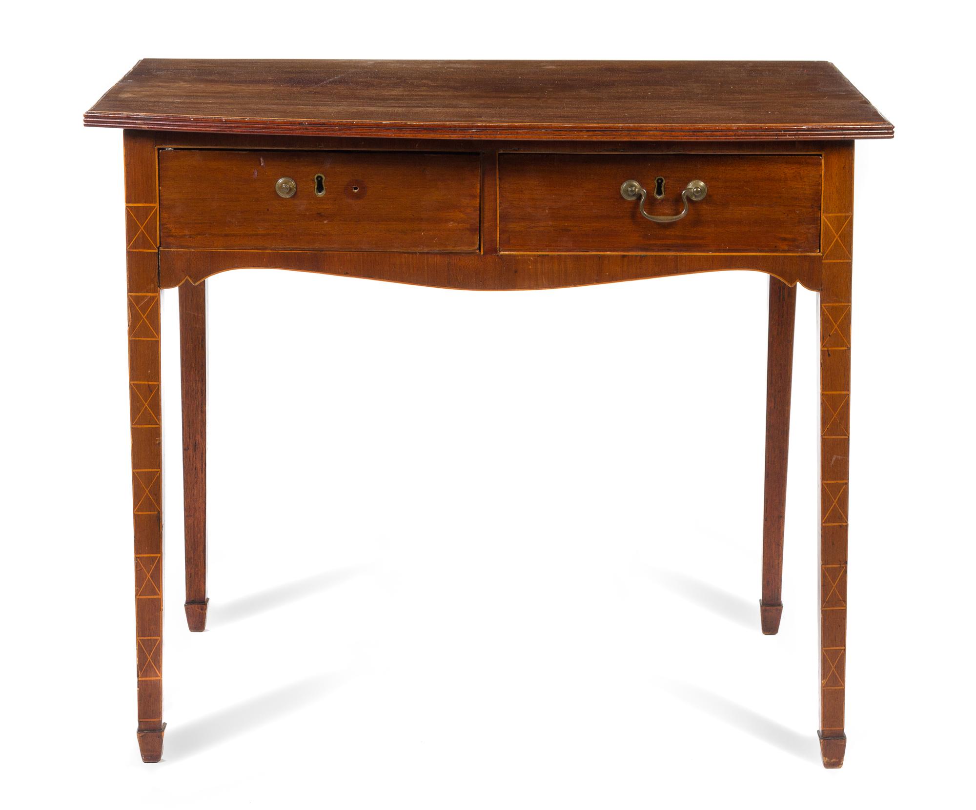A Regency Style Mahogany Writing Table Height 29 x width 21 x depth 33 3/4 inches. — 19TH CENTURY