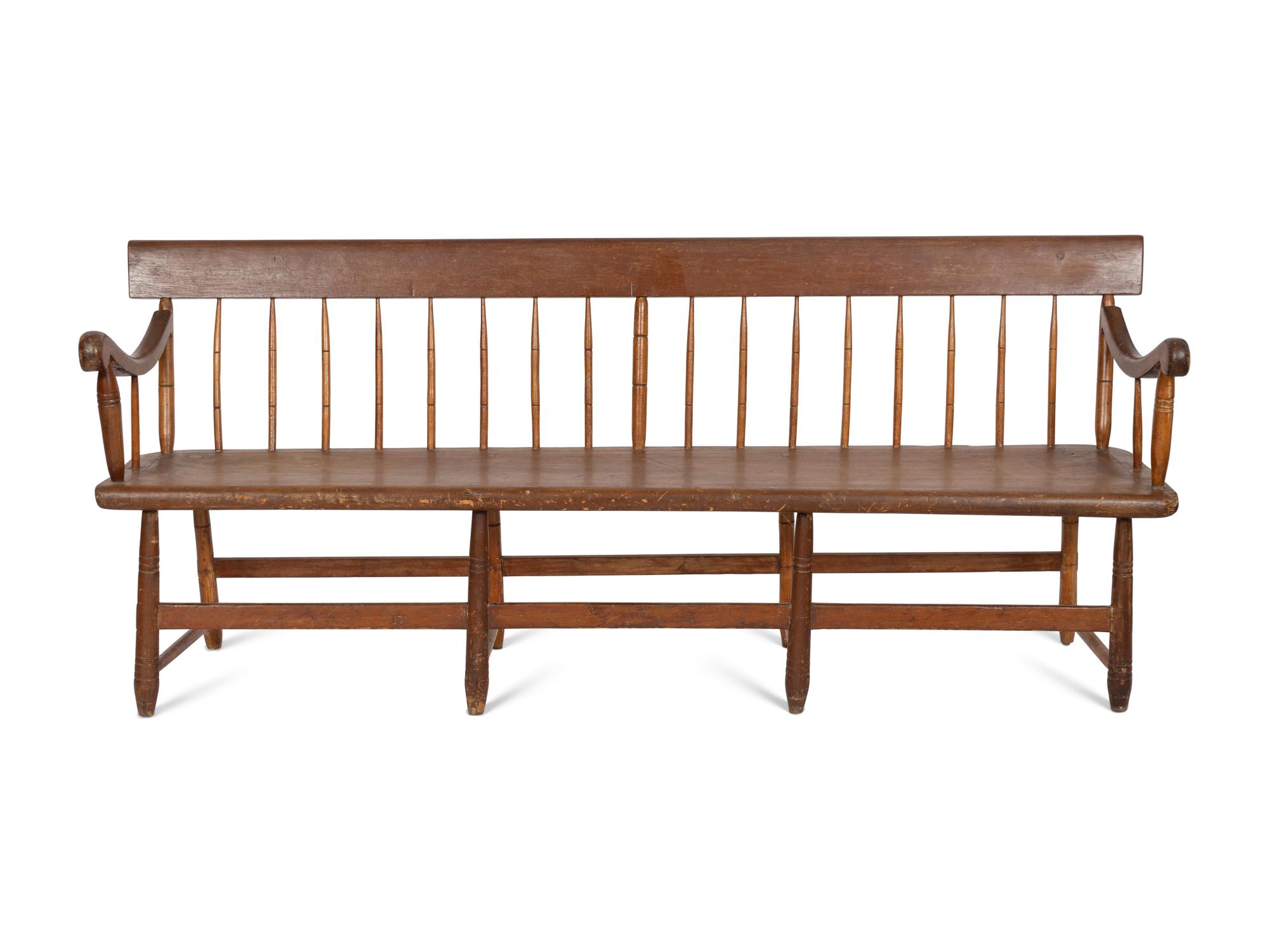 An American Red-Painted Hall Bench