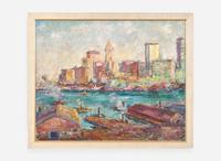 Max Kuehne (American, 1880-1968) - Lower Manhattan from the Brooklyn Waterfront