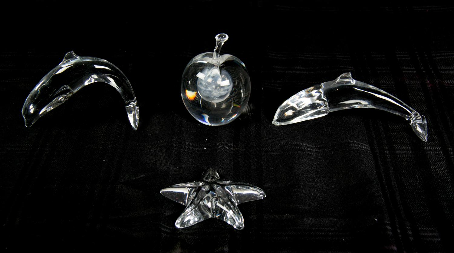 Four Crystal Desk Ornaments Length of longest 6 1/4 inches. — 20TH CENTURY
