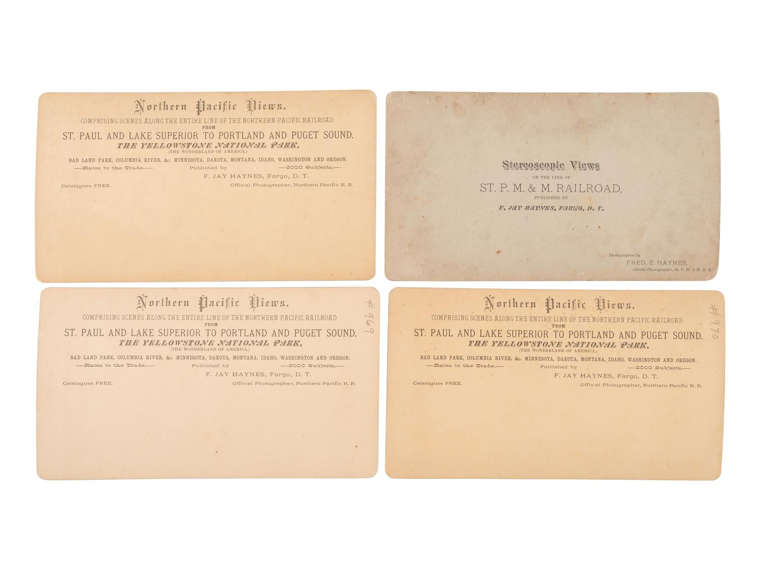 HAYNES, F. Jay (1853-1921), photographer. A group of 9 stereoviews of Ft. Totten, Dakota Territory. Ca 1880s.