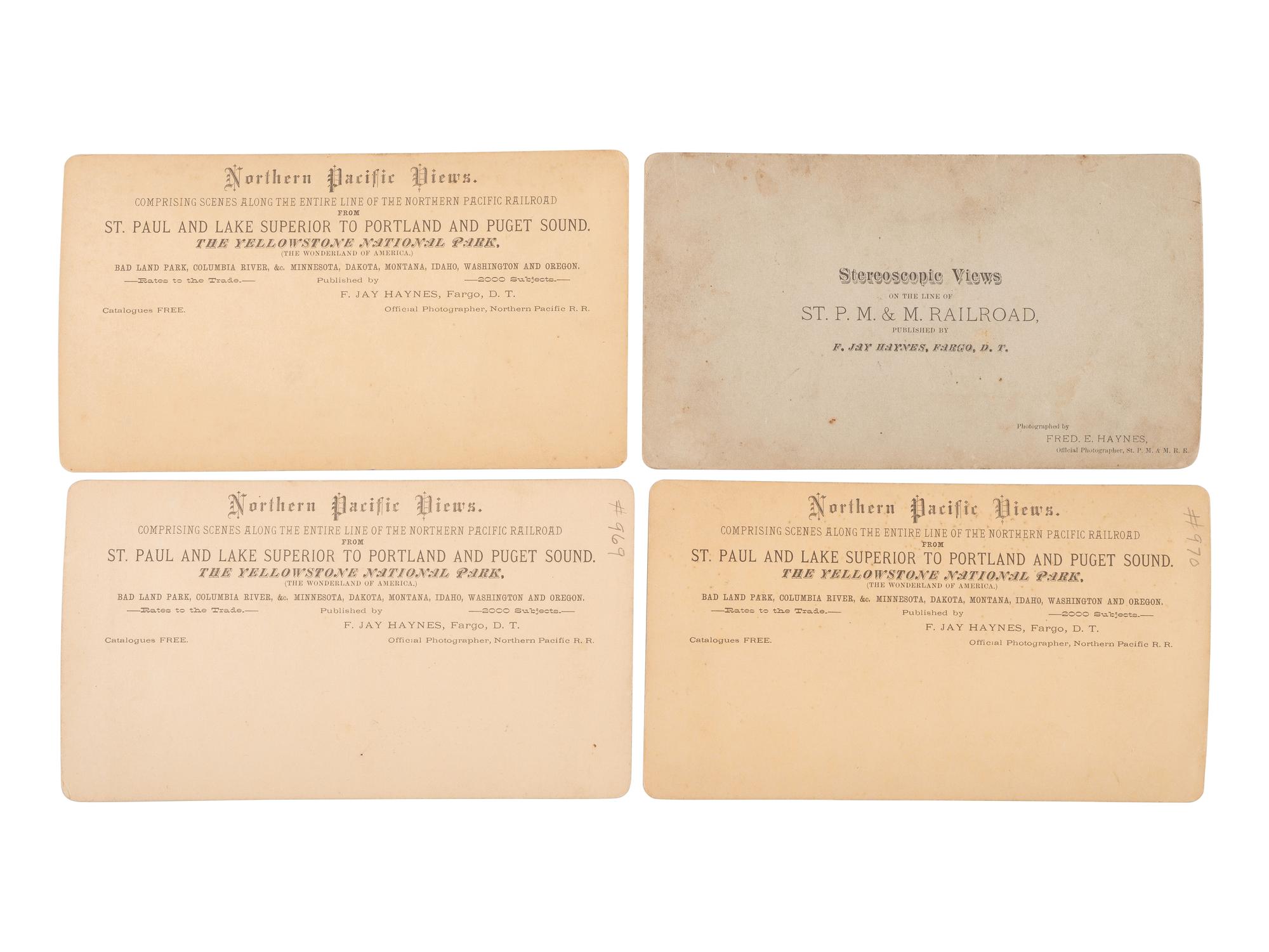 HAYNES, F. Jay (1853-1921), photographer. A group of 9 stereoviews of Ft. Totten, Dakota Territory. Ca 1880s.