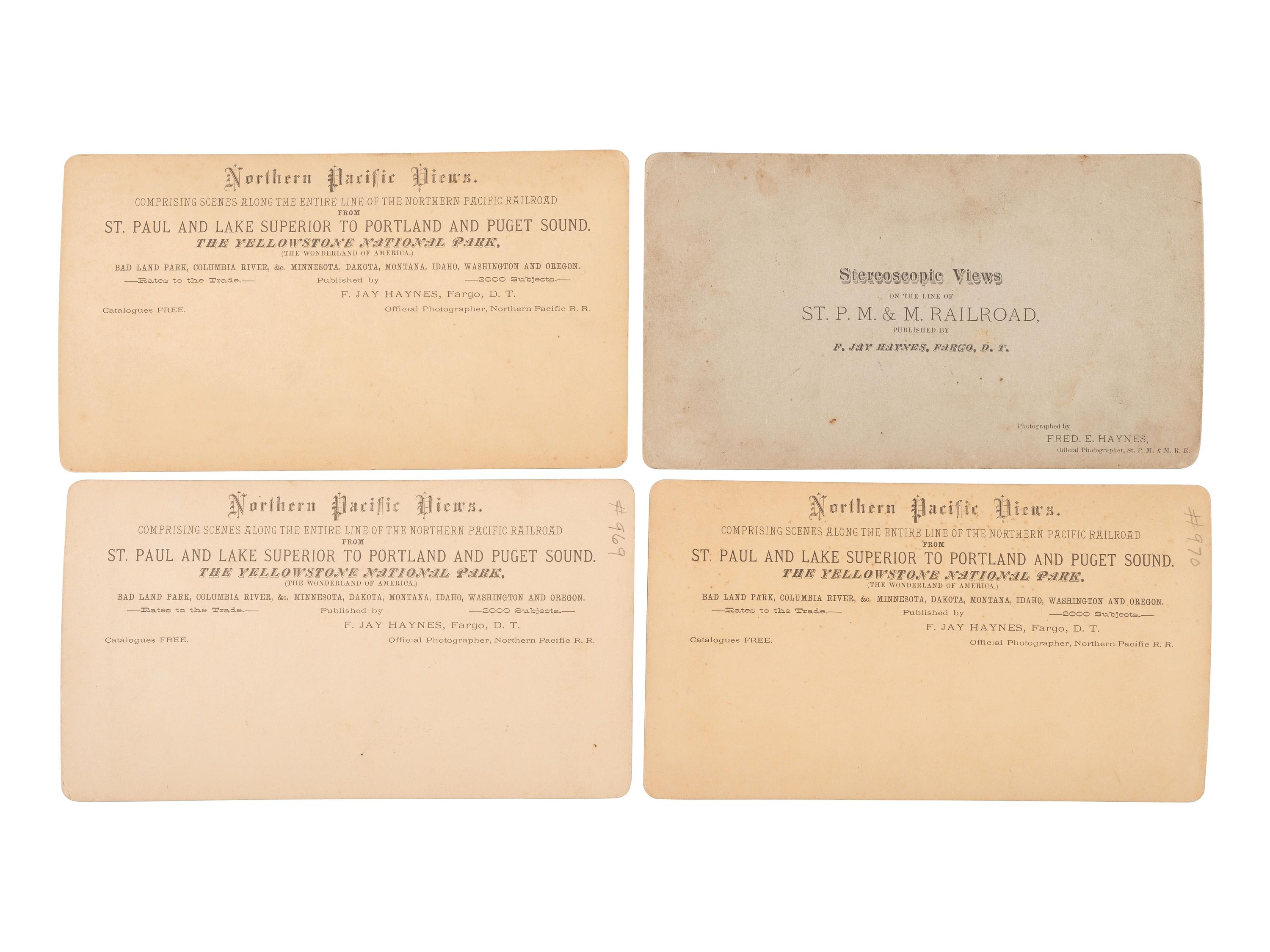 HAYNES, F. Jay (1853-1921), photographer. A group of 9 stereoviews of Ft. Totten, Dakota Territory. Ca 1880s.