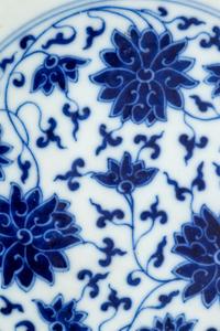 Four Chinese Blue and White Porcelain 'Lotus' Plates