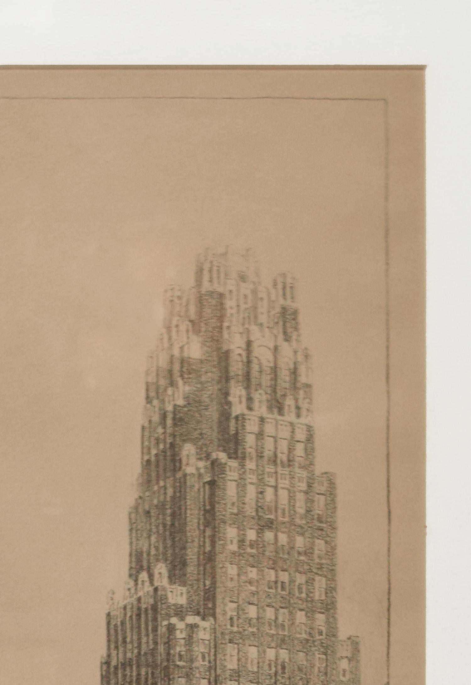 A Presentation Drawing of American Radiator Building in New York by Raymond Hood 17.25" W x .75" D x 30.5" H — United States, Mid-20th Century