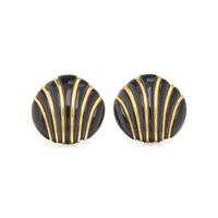 YELLOW GOLD AND ONYX EAR CLIPS