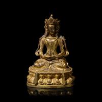 A Tibeto-Chinese Gilt Bronze Figure of Amitayus 藏漢 鎏金銅阿彌陀佛坐像
